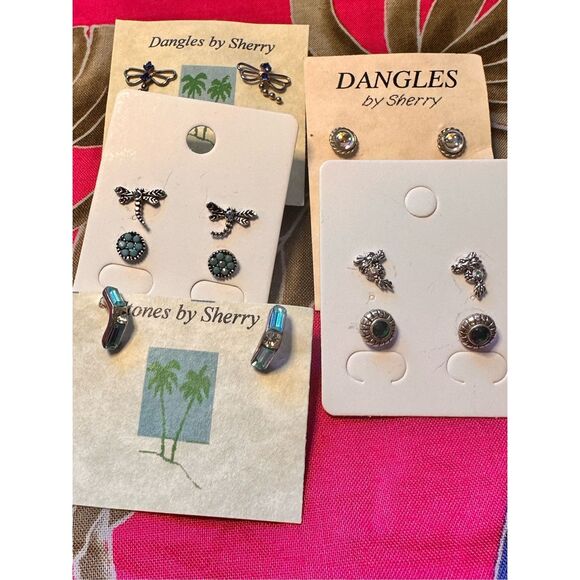 150A ONE .925 Sterling Silver Swarovski Dragonfly Dragon Turquoise Stud Earrings - Picture 3 of 4